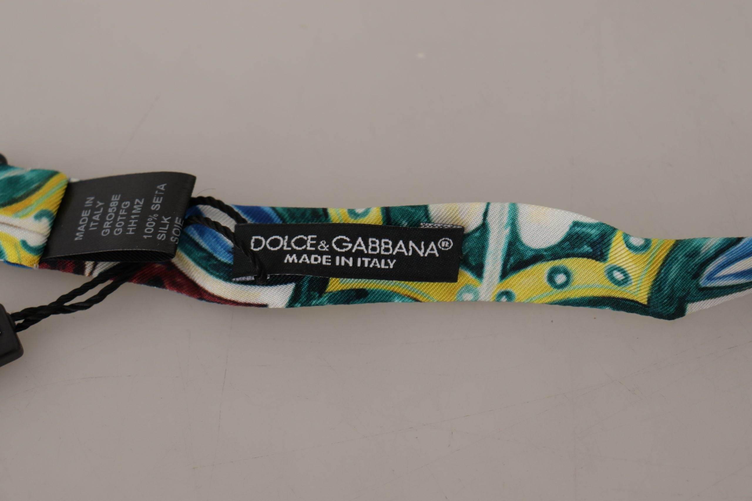 Dolce & Gabbana Elegant Silk Majolica Print Bow Tie - Hilstor