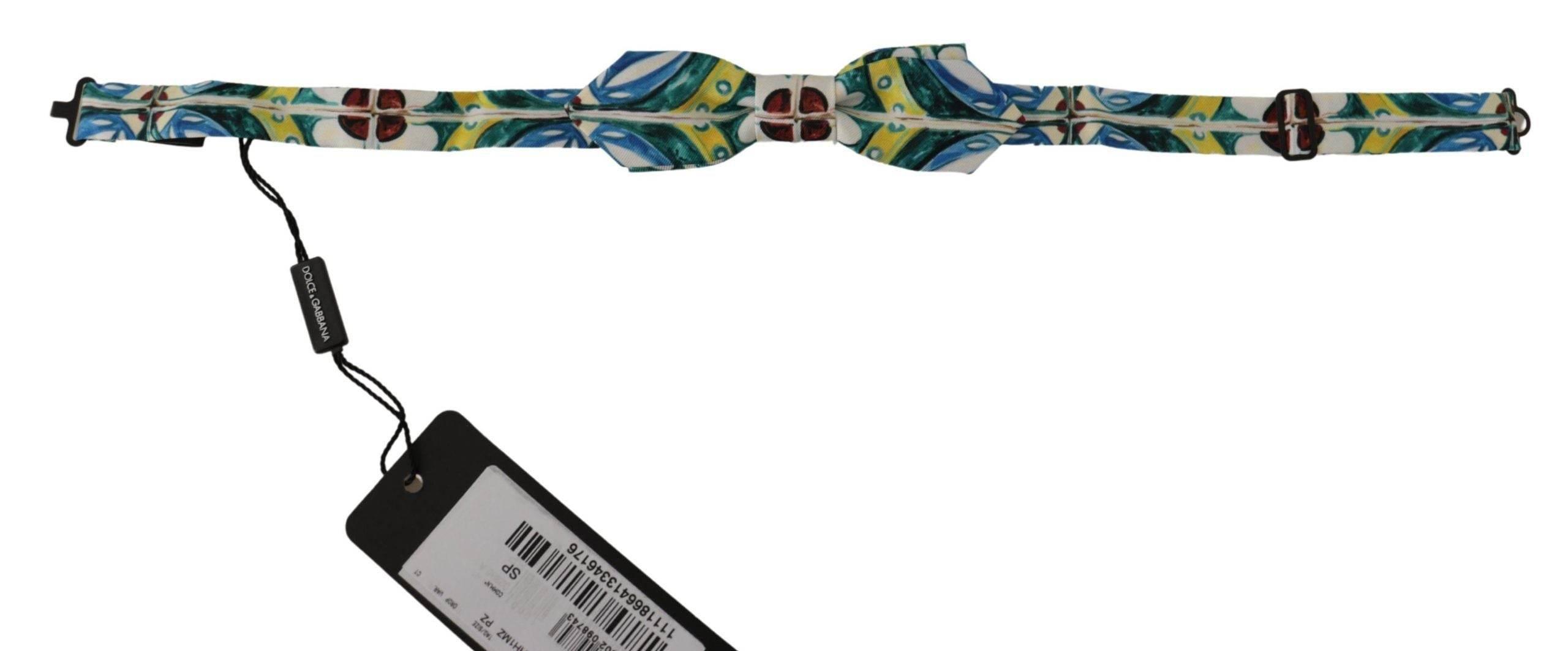 Dolce & Gabbana Elegant Silk Majolica Print Bow Tie - Hilstor