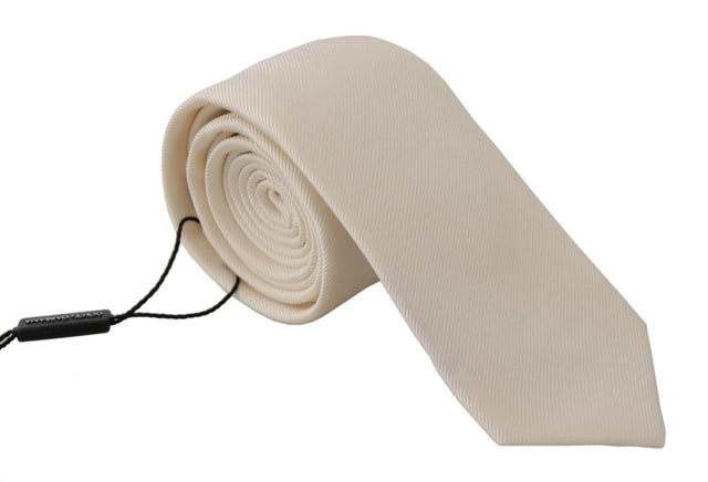 Dolce & Gabbana Elegant White Silk Men's Tie - Hilstor