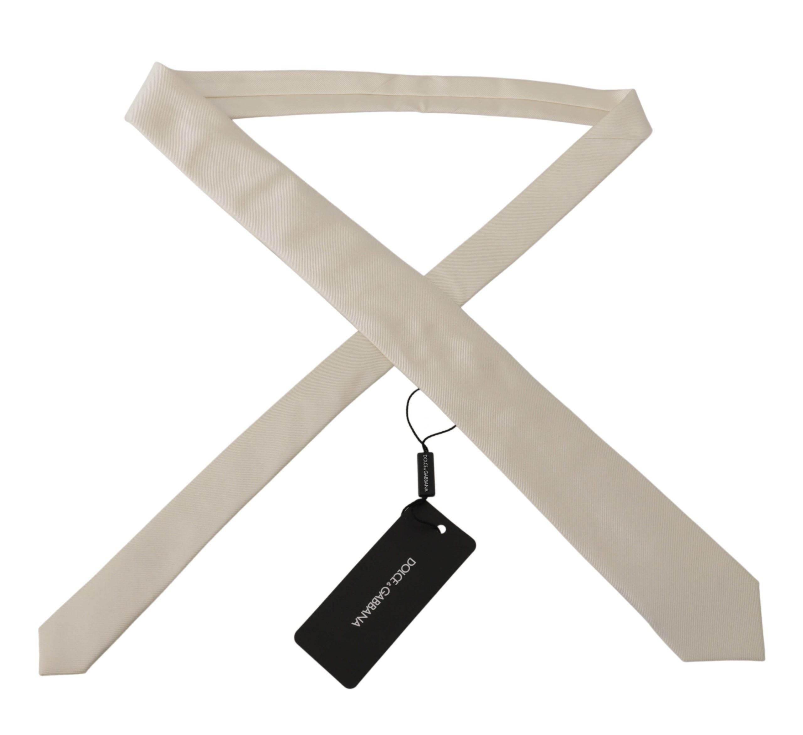 Dolce & Gabbana Elegant White Silk Men's Tie - Hilstor