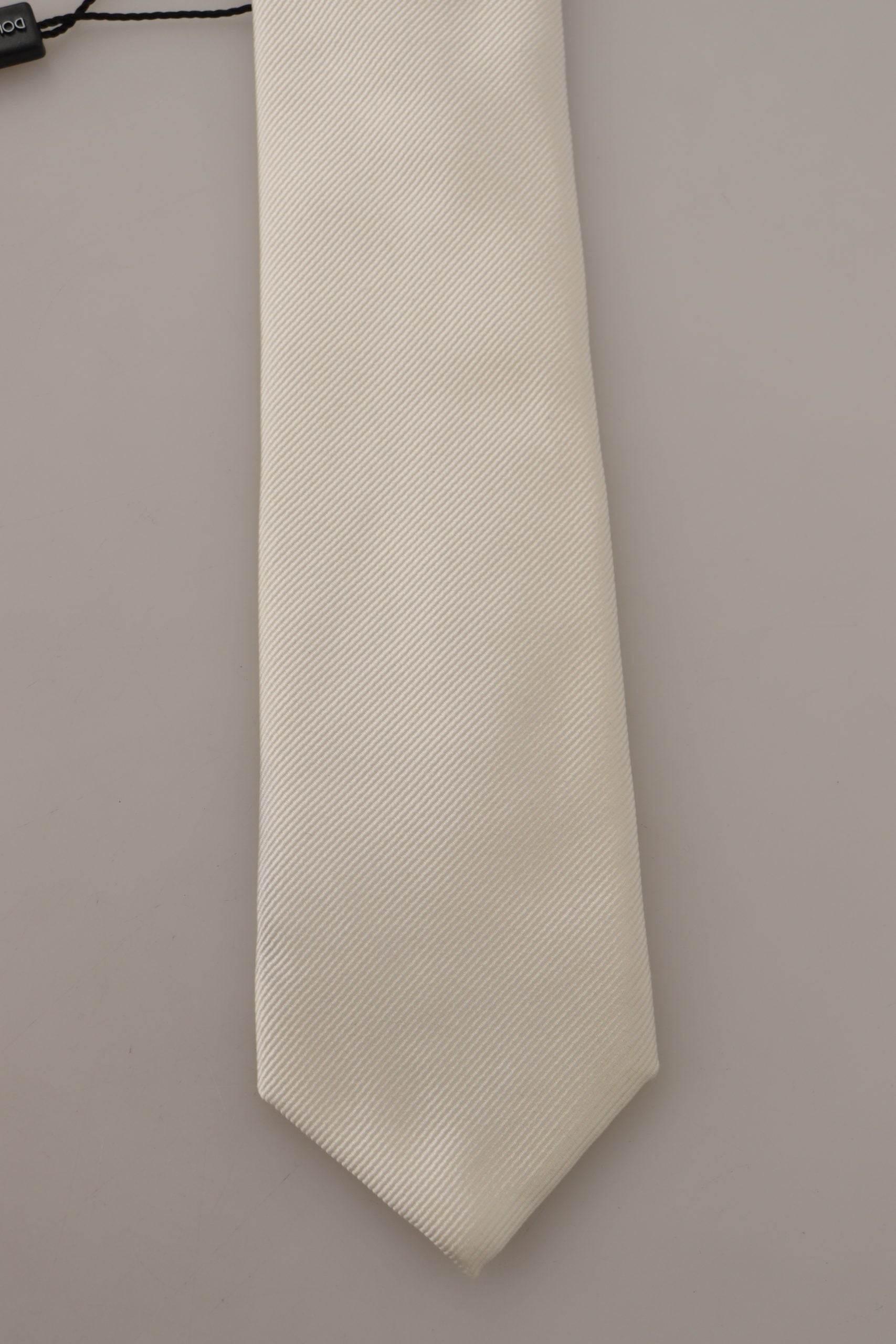 Dolce & Gabbana Elegant White Silk Men's Tie - Hilstor