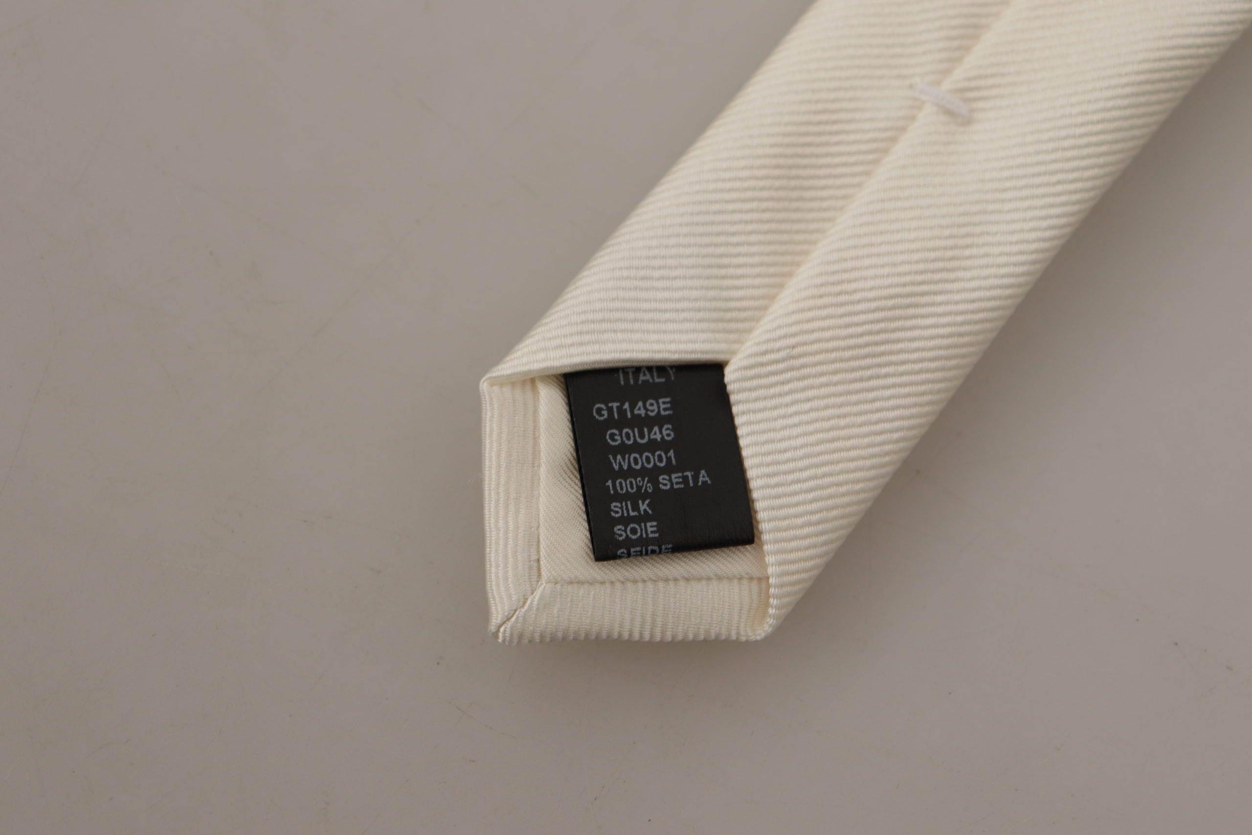 Dolce & Gabbana Elegant White Silk Men's Tie - Hilstor