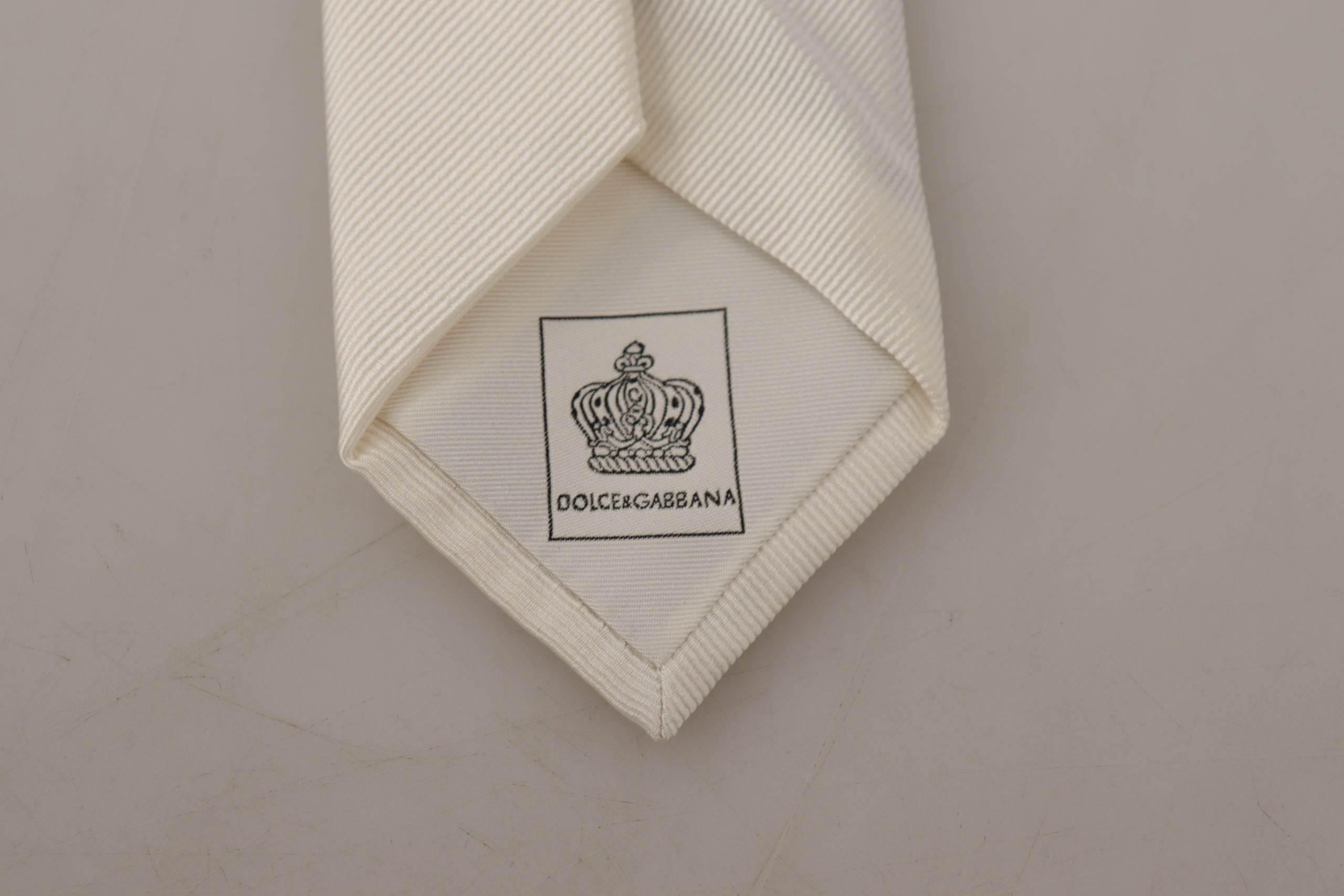 Dolce & Gabbana Elegant White Silk Men's Tie - Hilstor
