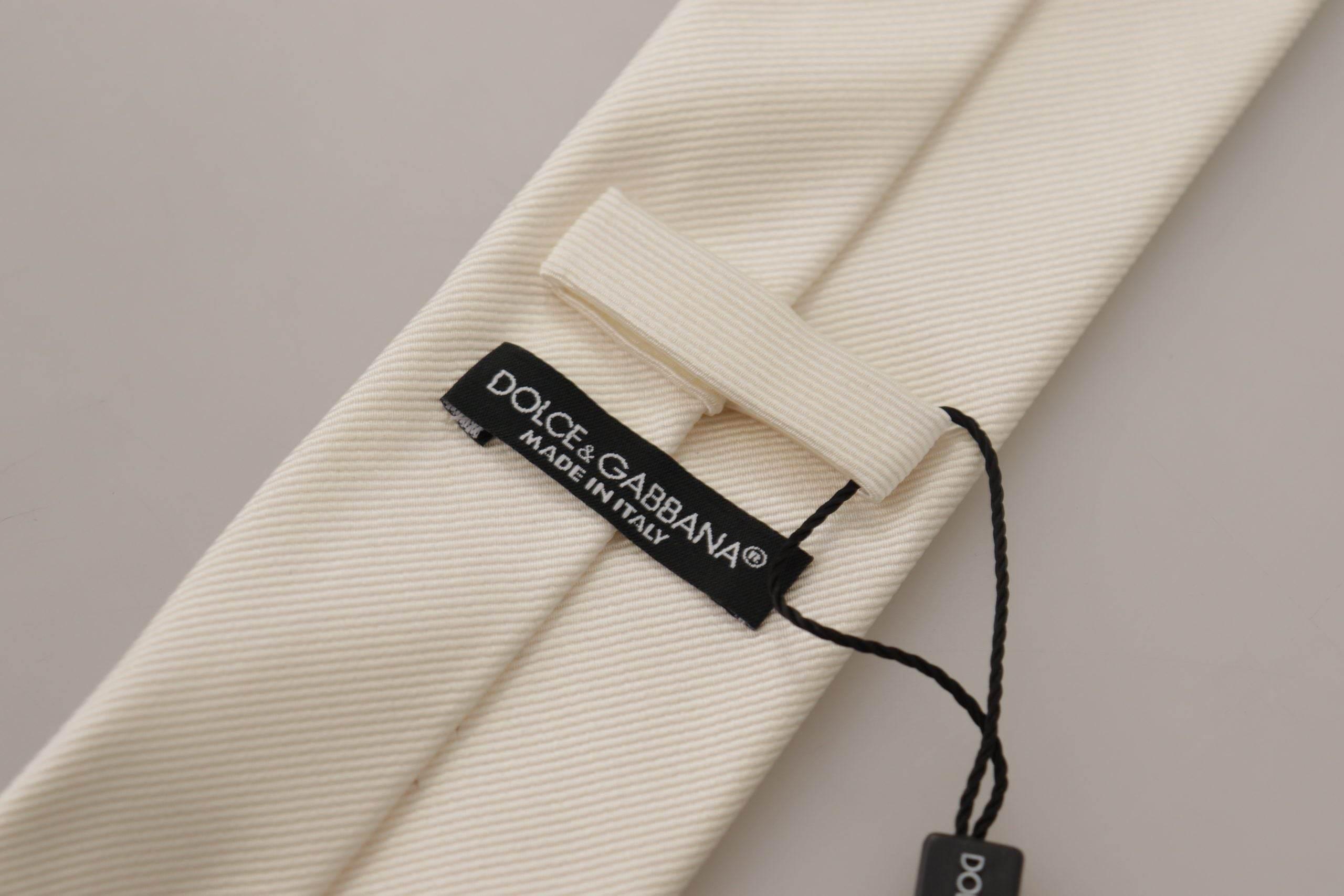 Dolce & Gabbana Elegant White Silk Men's Tie - Hilstor