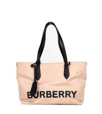 Burberry Small Rose Beige Logo Branded Econyl Nylon Tote Shoulder Handbag Purse - Hilstor