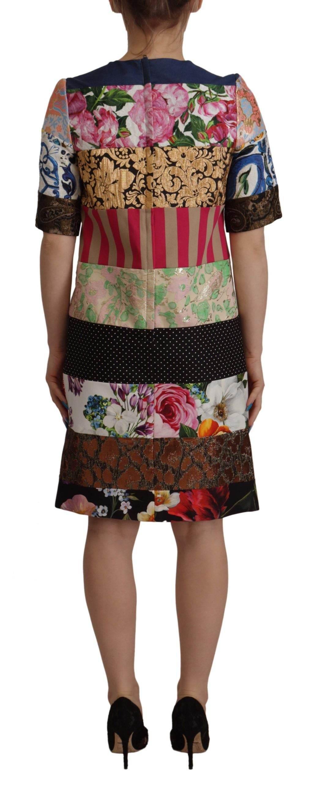 Dolce & Gabbana Patchwork Sheath Mini Dress - Multicolor Elegance - Hilstor