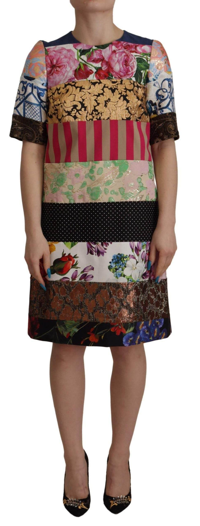 Dolce & Gabbana Patchwork Sheath Mini Dress - Multicolor Elegance - Hilstor