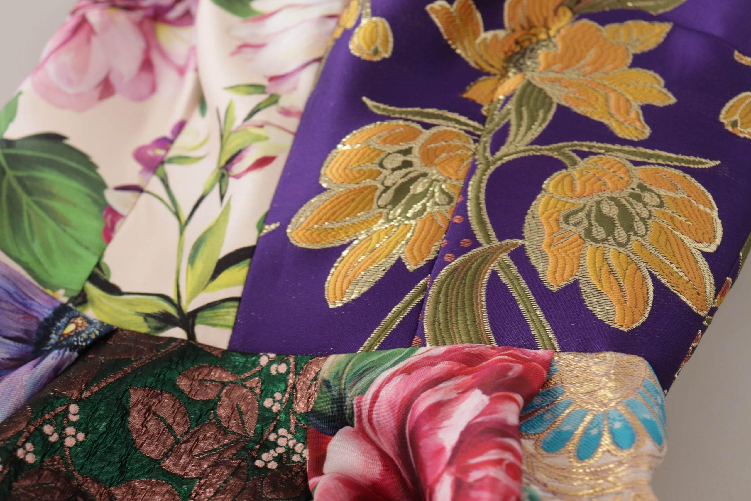 Dolce & Gabbana Dress Midi Patchwork Floral Jaquard Silk - Hilstor