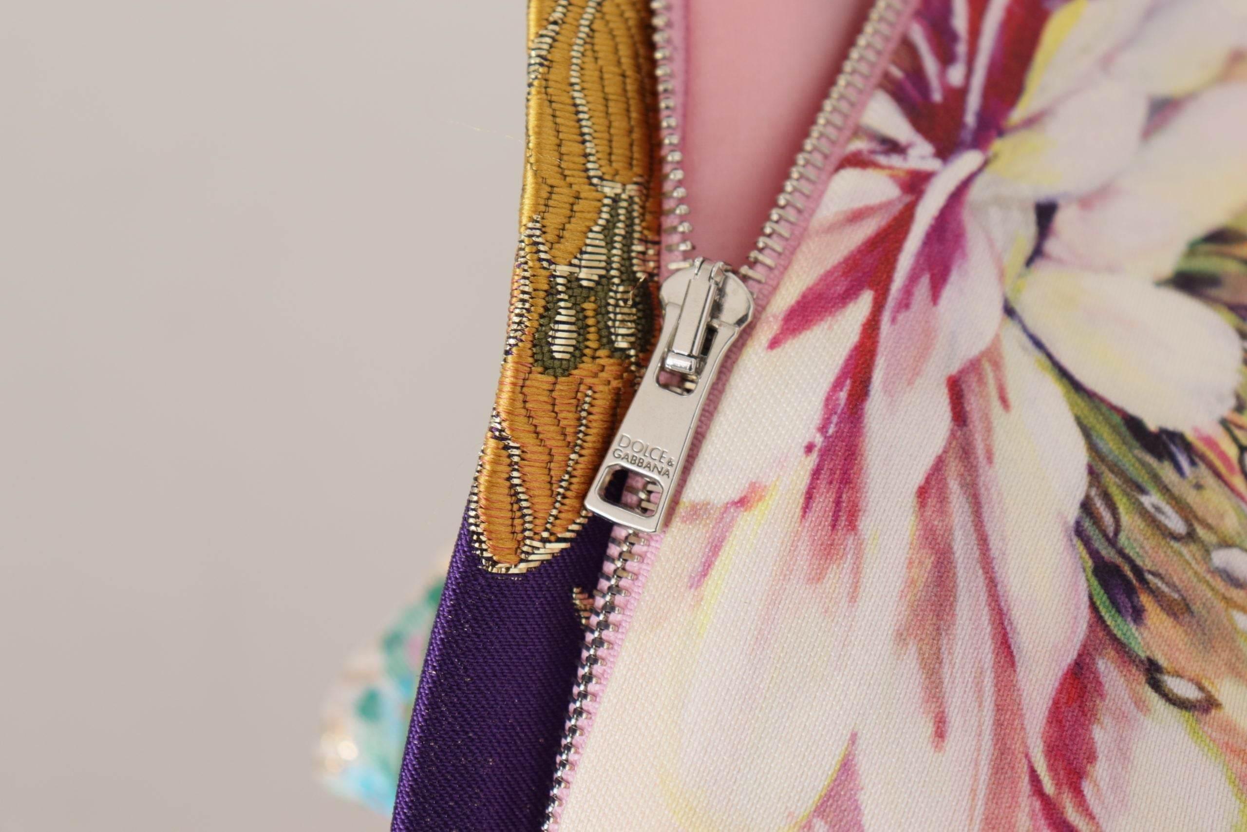 Dolce & Gabbana Dress Midi Patchwork Floral Jaquard Silk - Hilstor