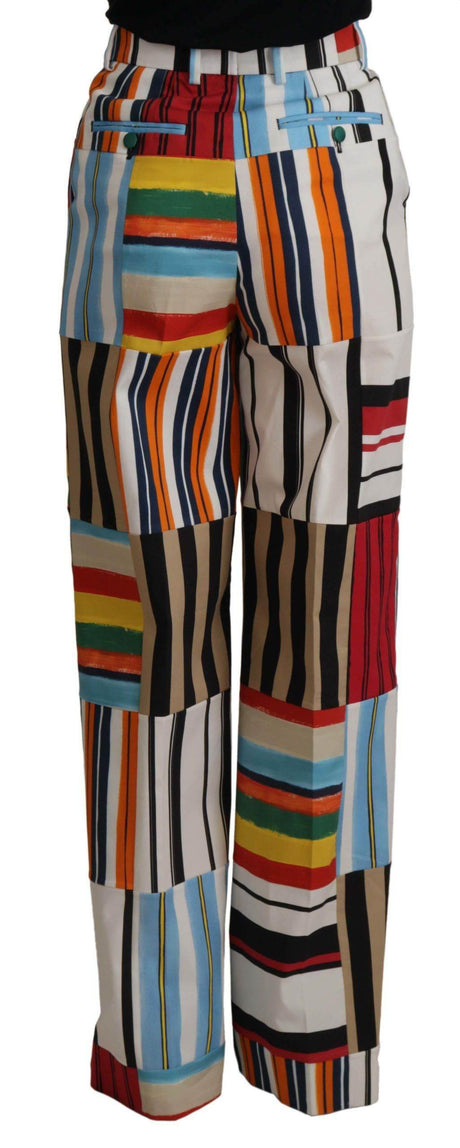 Dolce & Gabbana Elegant High Waist Striped Trousers - Hilstor