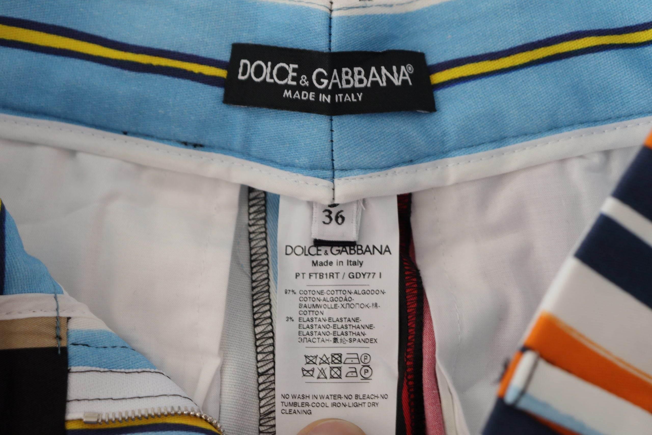 Dolce & Gabbana Elegant High Waist Striped Trousers - Hilstor