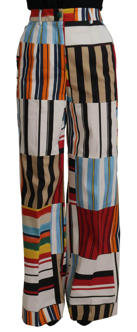 Dolce & Gabbana Elegant High Waist Striped Trousers - Hilstor