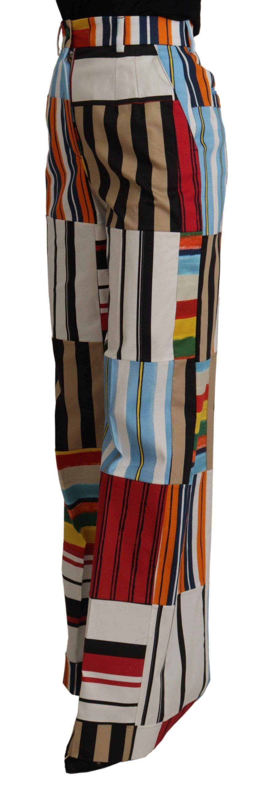 Dolce & Gabbana Elegant High Waist Striped Trousers - Hilstor