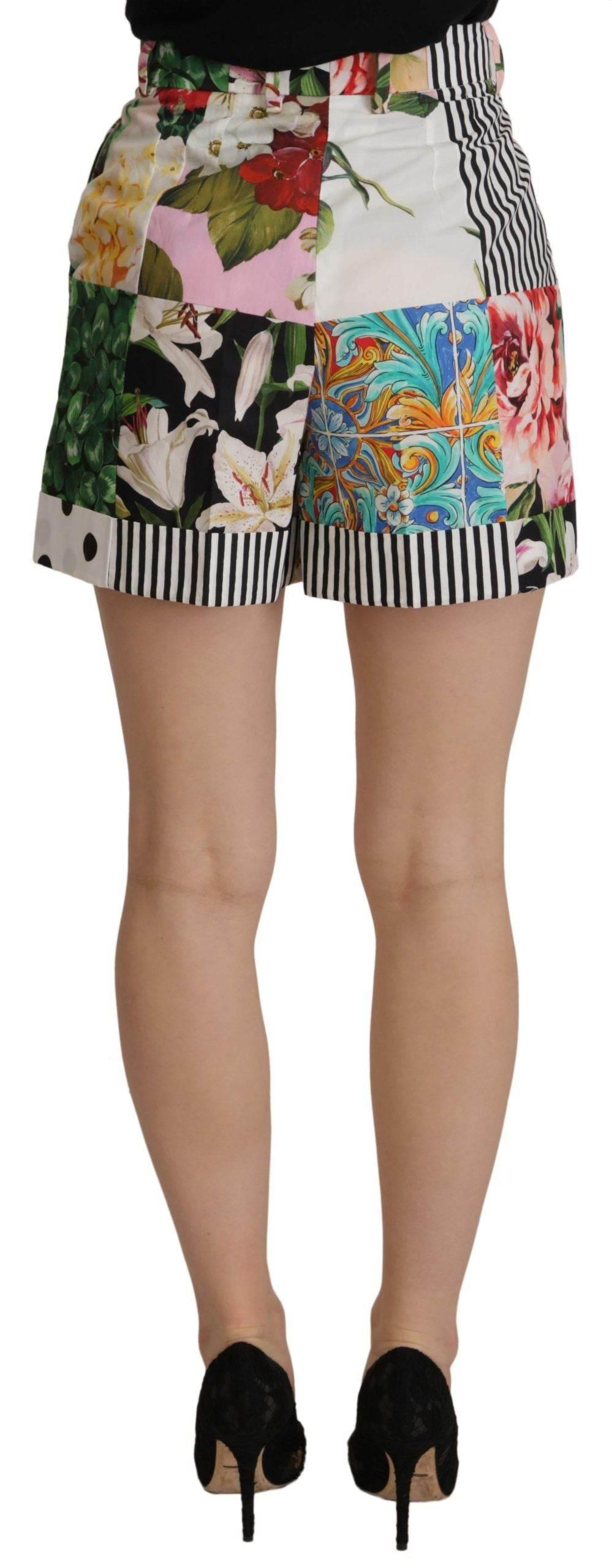 Dolce & Gabbana Floral High Waist Hot Pants Shorts - Hilstor