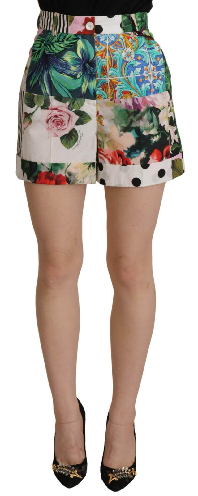 Dolce & Gabbana Floral High Waist Hot Pants Shorts - Hilstor