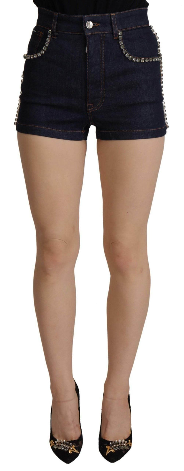 Dolce & Gabbana Chic High Waist Hot Pants Shorts with Crystal Detailing - Hilstor