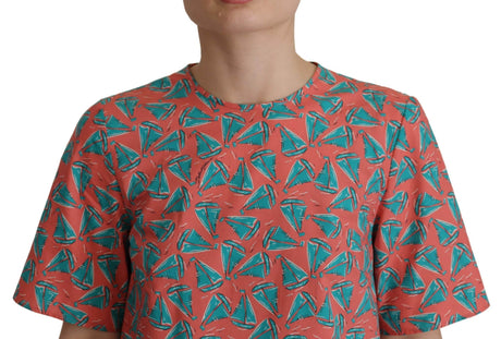 Dolce & Gabbana Chic Pink Sailboat Print Cotton Top - Hilstor