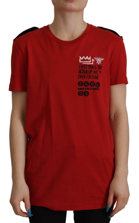 Dolce & Gabbana Elegant Red Crewneck Cotton Tee - Hilstor