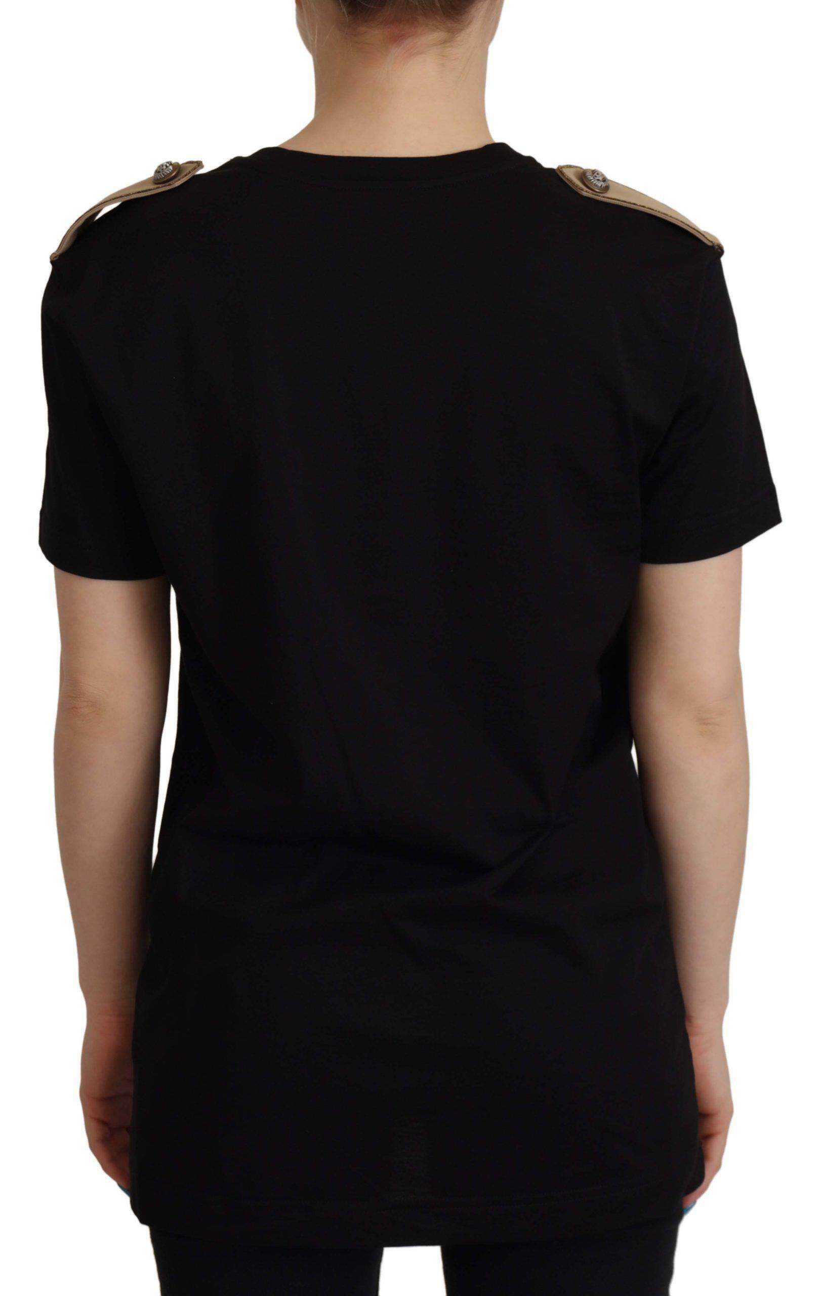 Dolce & Gabbana Black Logo Motive Crewneck Cotton T-shirt - Hilstor