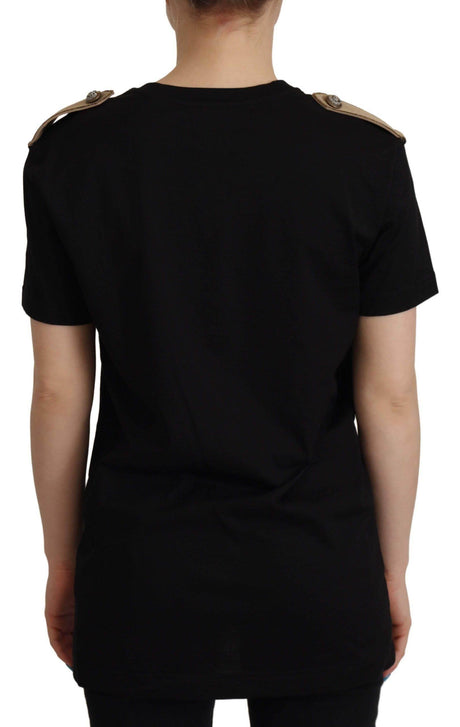 Dolce & Gabbana Black Logo Motive Crewneck Cotton T-shirt - Hilstor