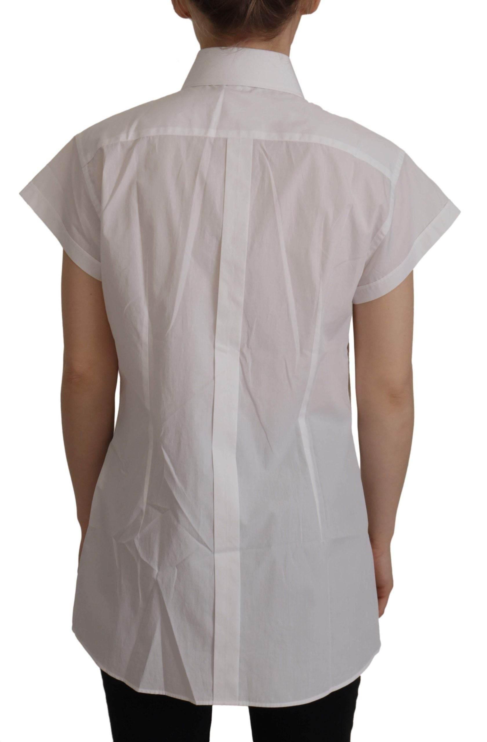 Dolce & Gabbana White Sleeveless Tuxedo Formal Blouse Top - Hilstor