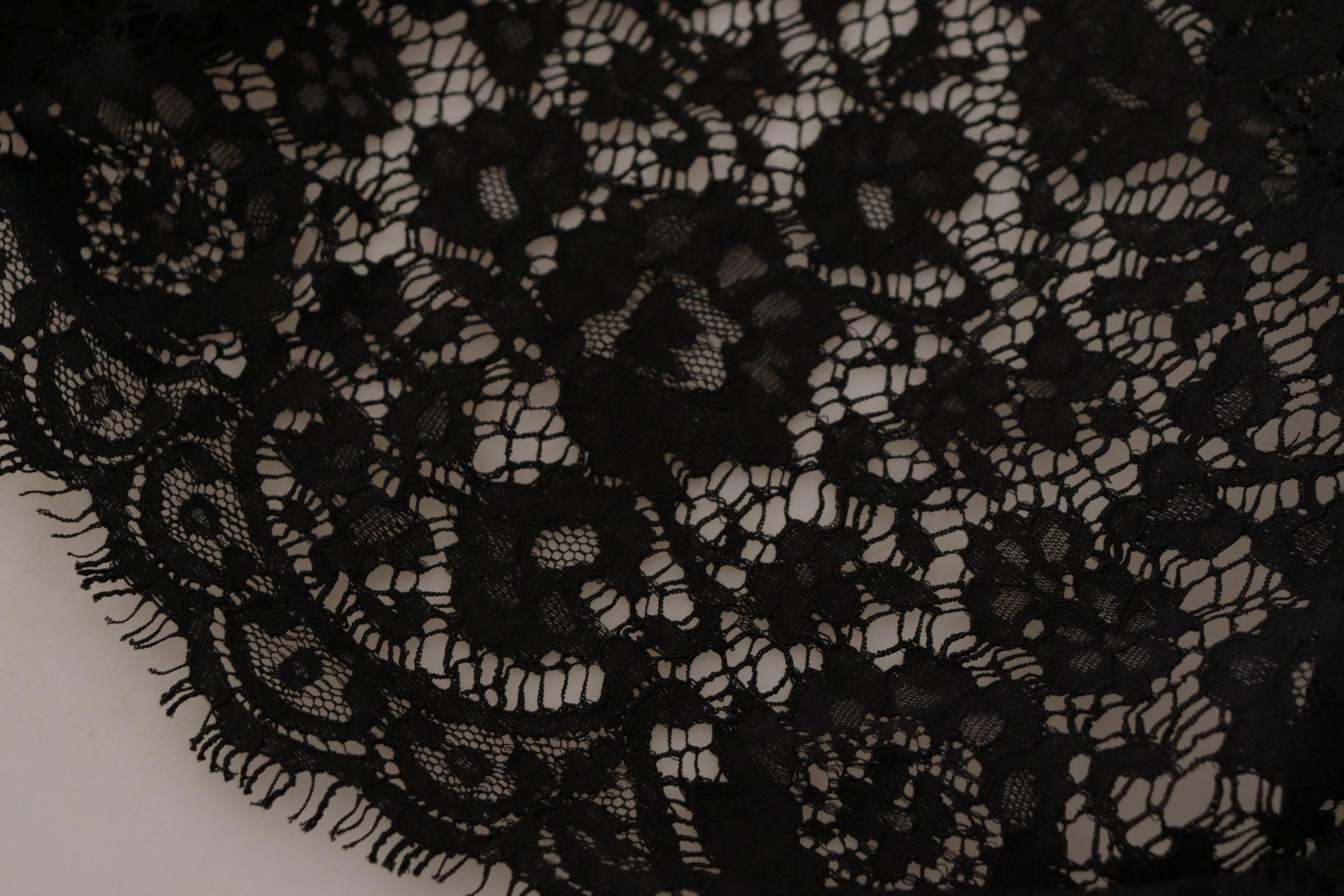 Dolce & Gabbana Black Floral Lace Pullover Sicily Blouse - Hilstor