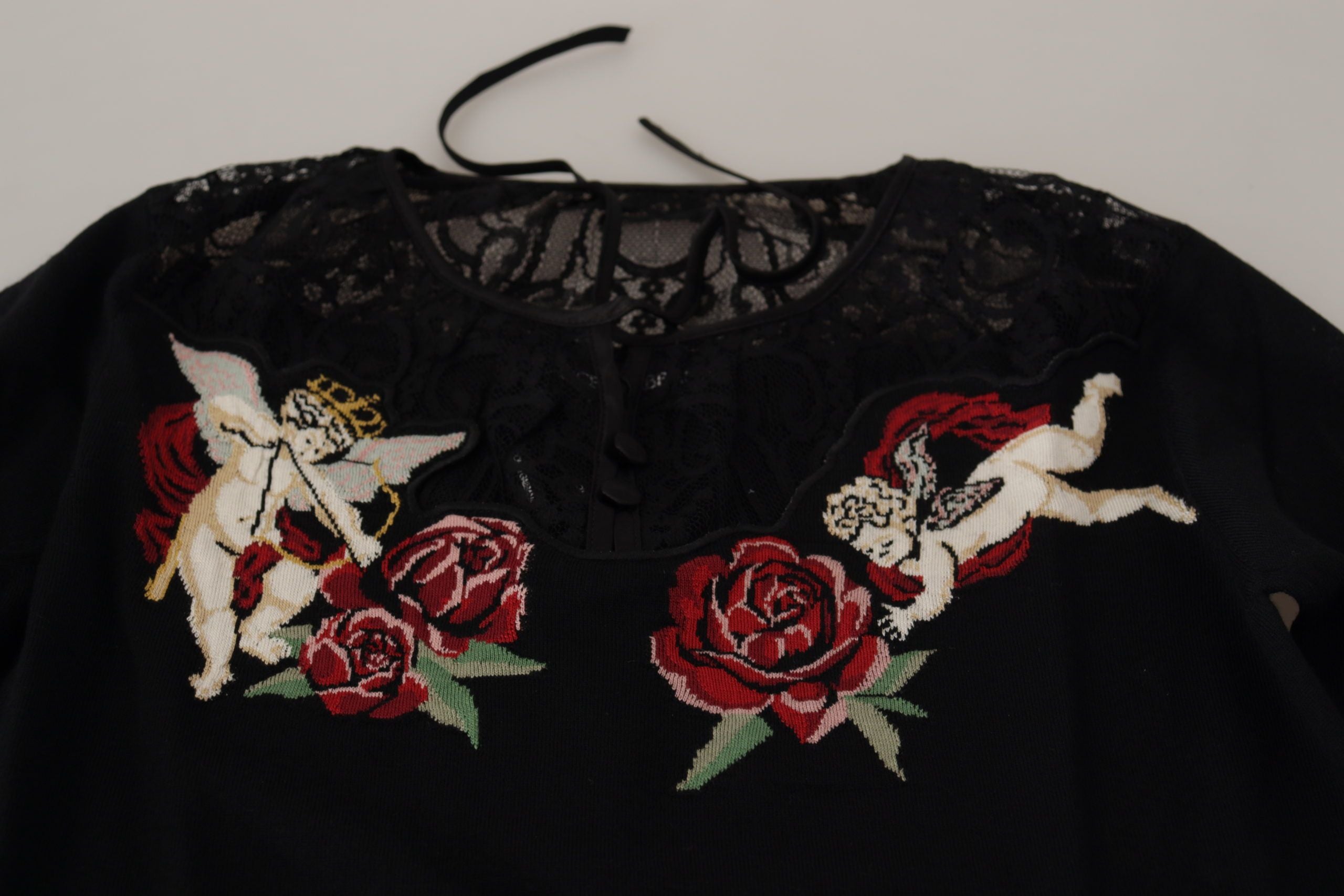 Dolce & Gabbana Sort Blonde Angel Roses Cardigan Sweater