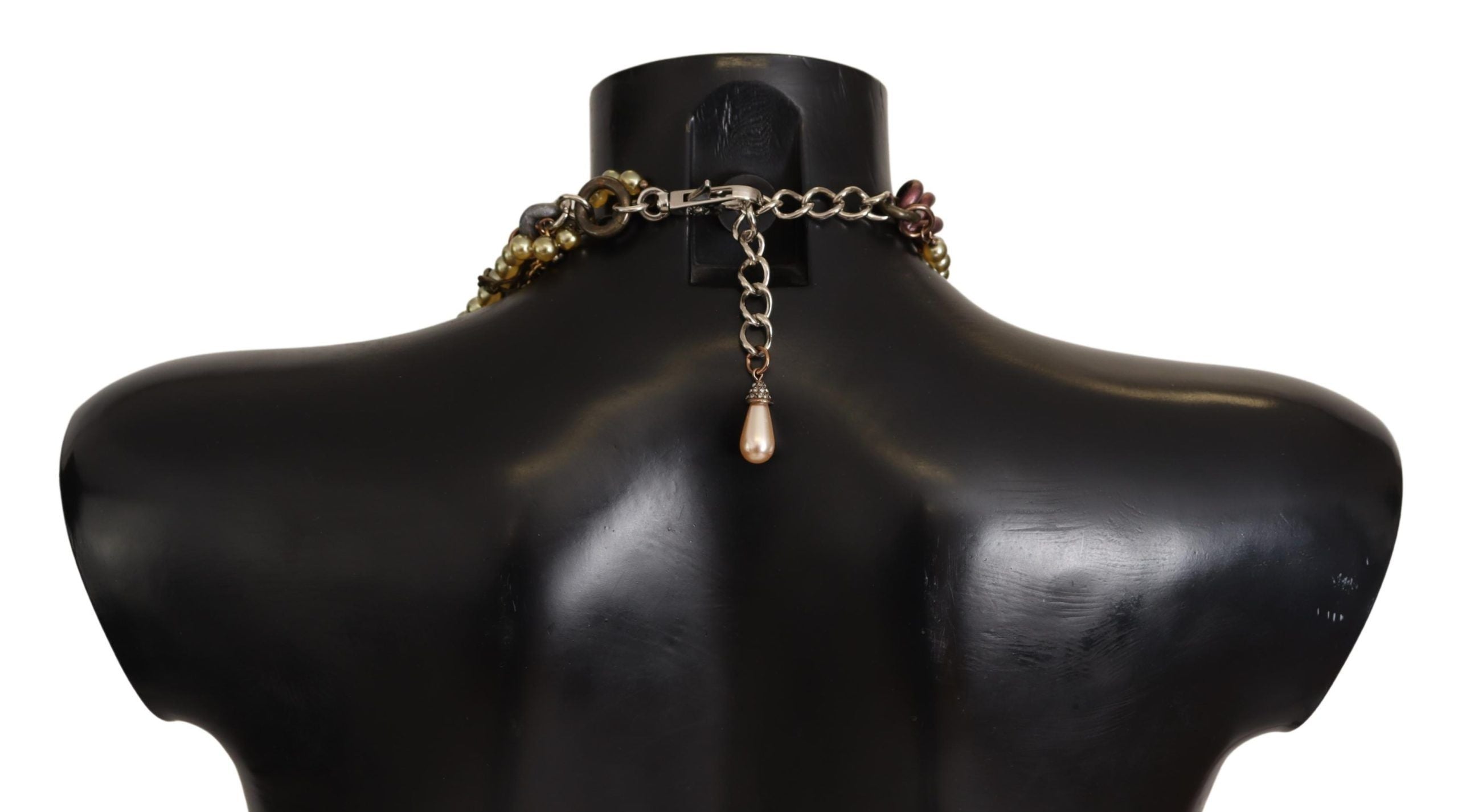 Dolce &amp; Gabbana Guld Messing Sicilien Blomster Krystal Statement Halskæde