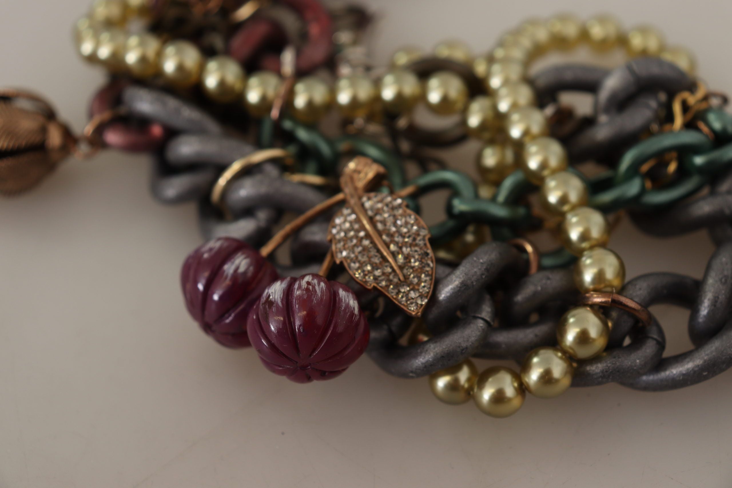 Dolce &amp; Gabbana Guld Messing Sicilien Blomster Krystal Statement Halskæde
