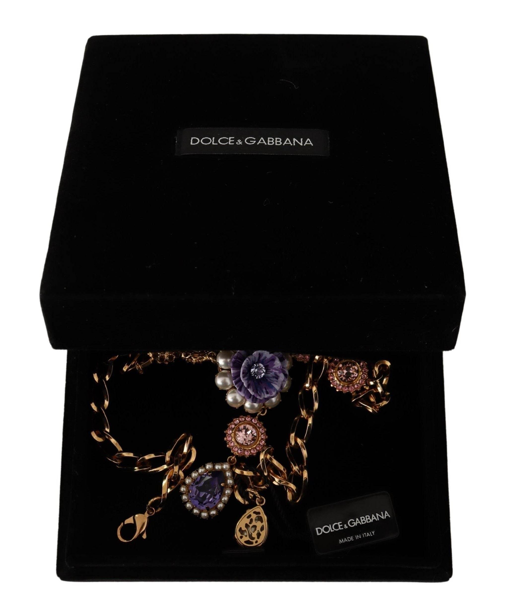 Dolce & Gabbana Elegant Floral Crystal Statement Necklace - Hilstor