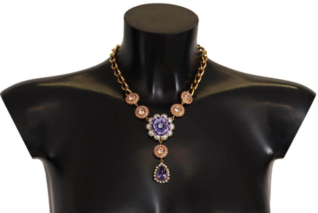 Dolce & Gabbana Elegant Floral Crystal Statement Necklace - Hilstor