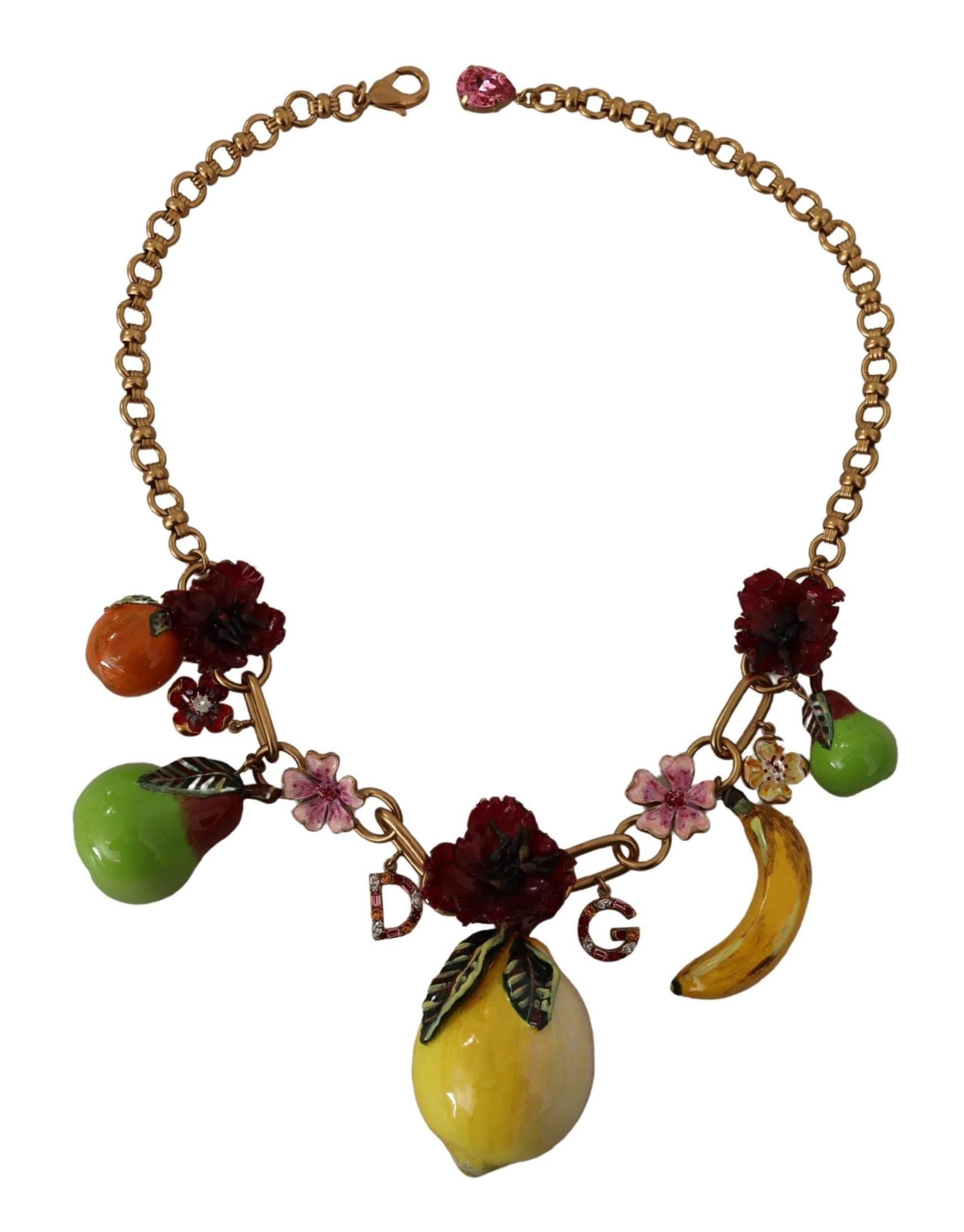 Dolce & Gabbana Chic Gold Statement Sicily Fruit Necklace - Hilstor