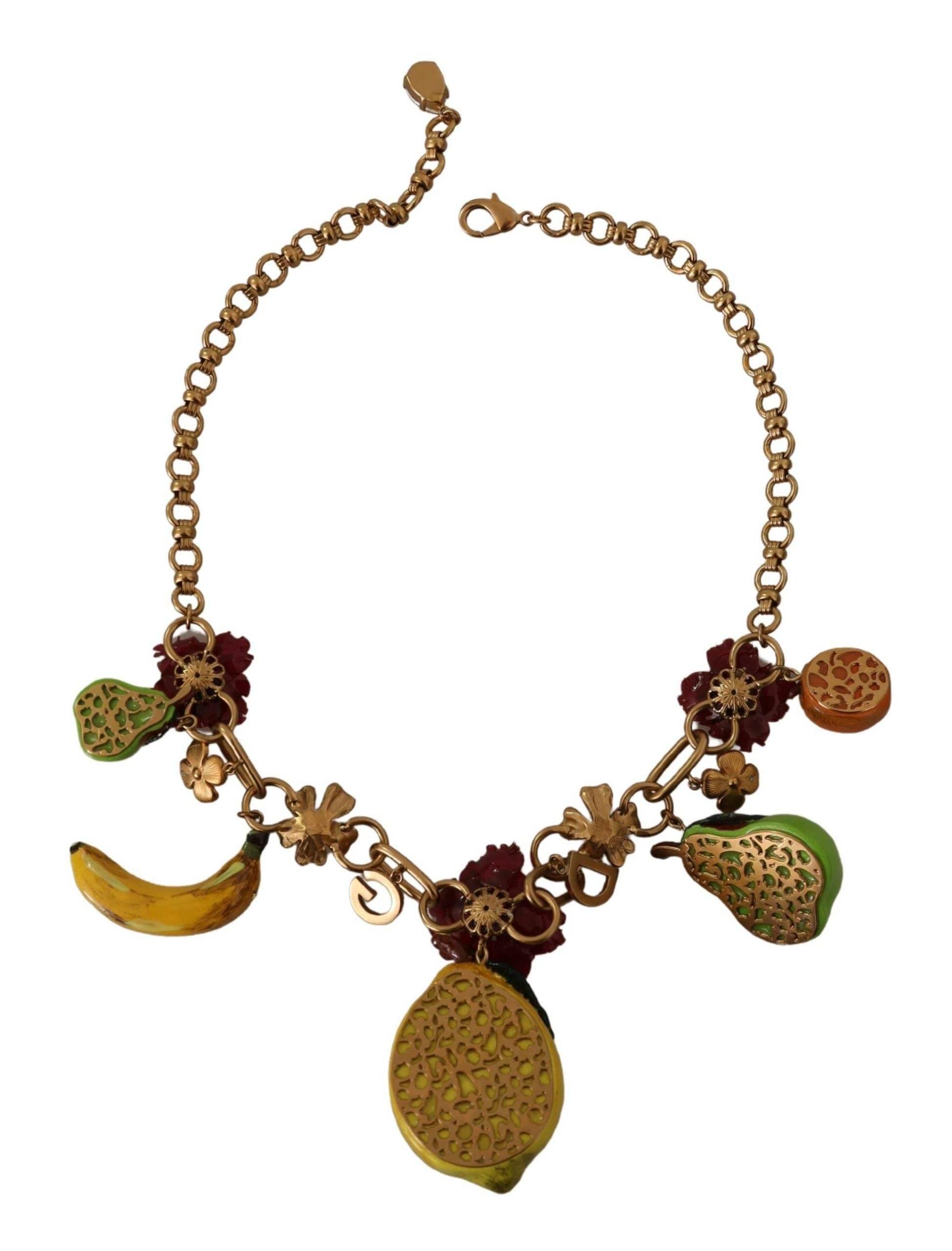 Dolce & Gabbana Chic Gold Statement Sicily Fruit Necklace - Hilstor