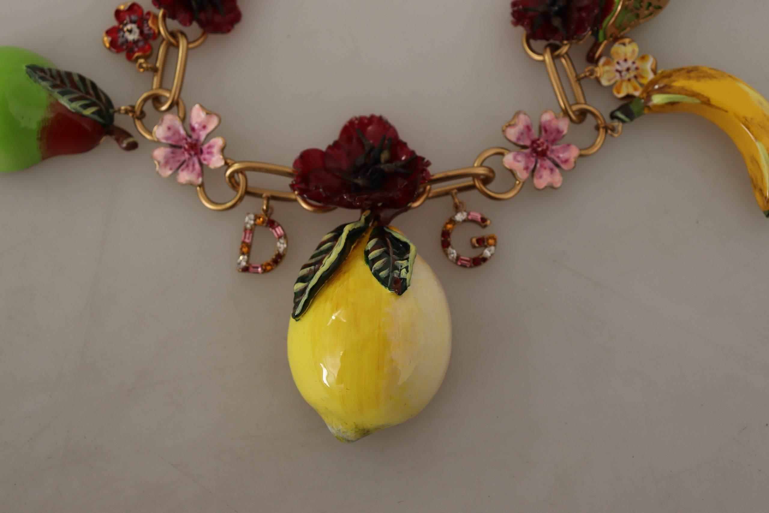 Dolce & Gabbana Chic Gold Statement Sicily Fruit Necklace - Hilstor