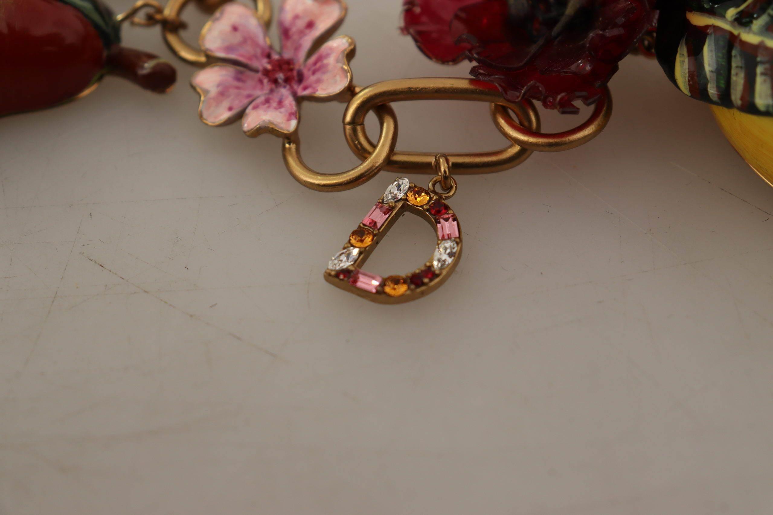 Dolce & Gabbana Chic Gold Statement Sicily Fruit Necklace - Hilstor