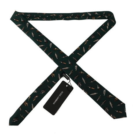 Dolce & Gabbana Black Bottle Fantasy Print Silk Adjustable Accessory Tie - Hilstor