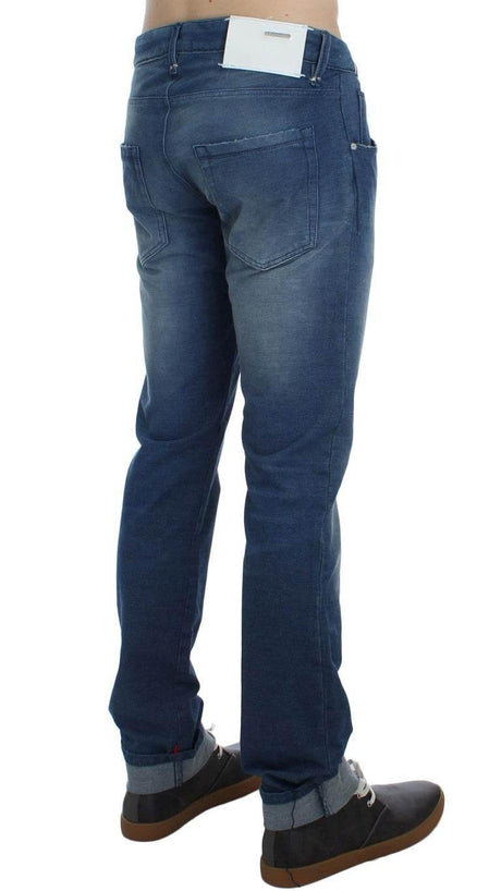 Acht Blue Wash Denim Cotton Stretch Slim Fit Jeans - Hilstor