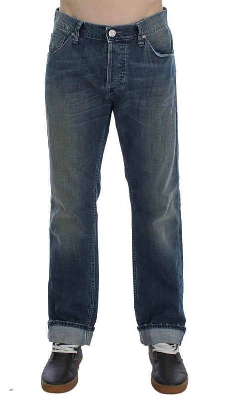 Acht Blue Wash Cotton Denim Regular Fit Jeans - Hilstor