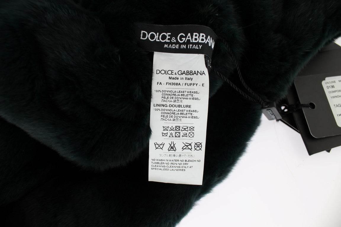 Dolce & Gabbana Exclusive Green Weasel Fur Hooded Scarf - Hilstor