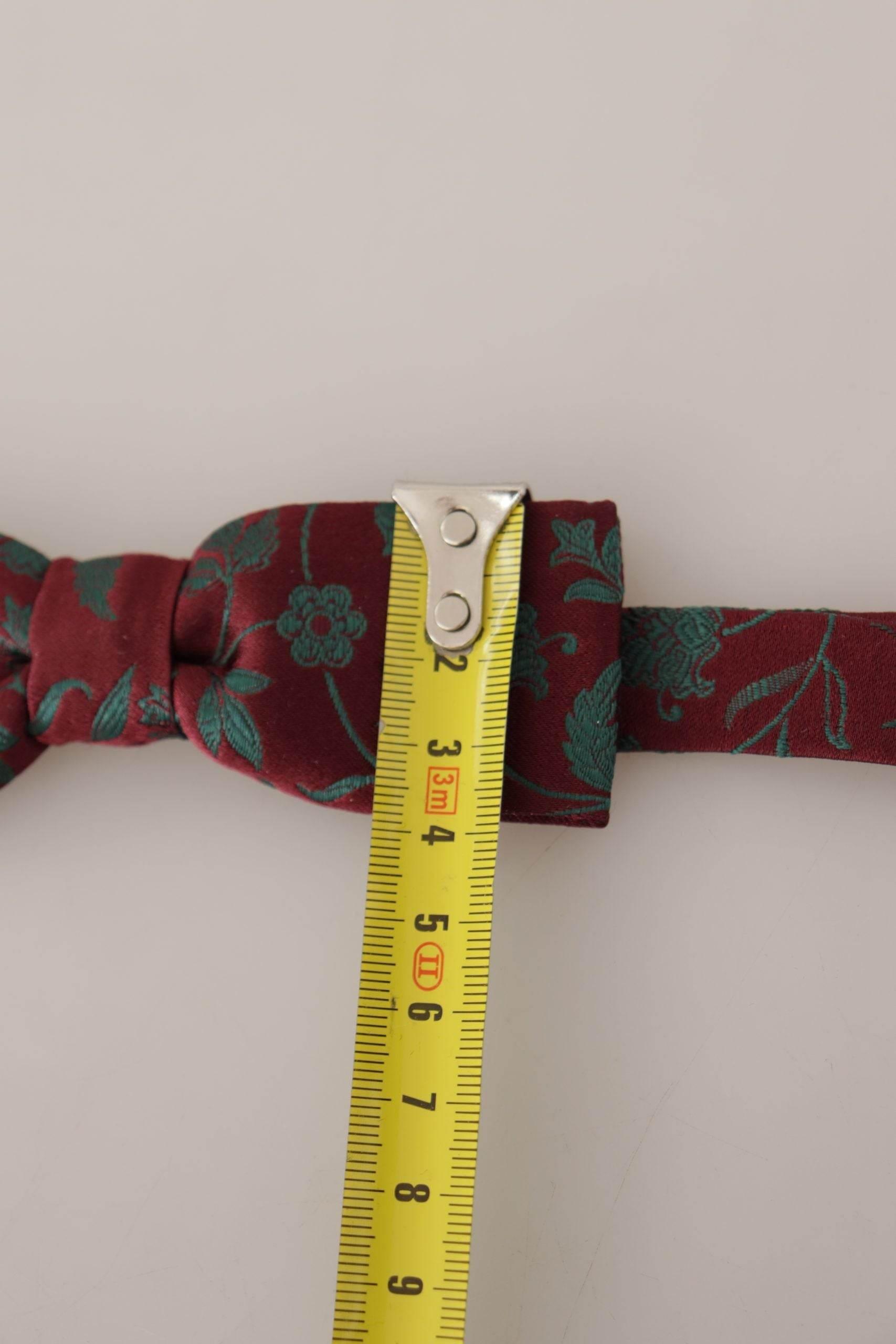 Dolce & Gabbana Maroon Pattern Adjustable Neck Papillon Bow Tie - Hilstor