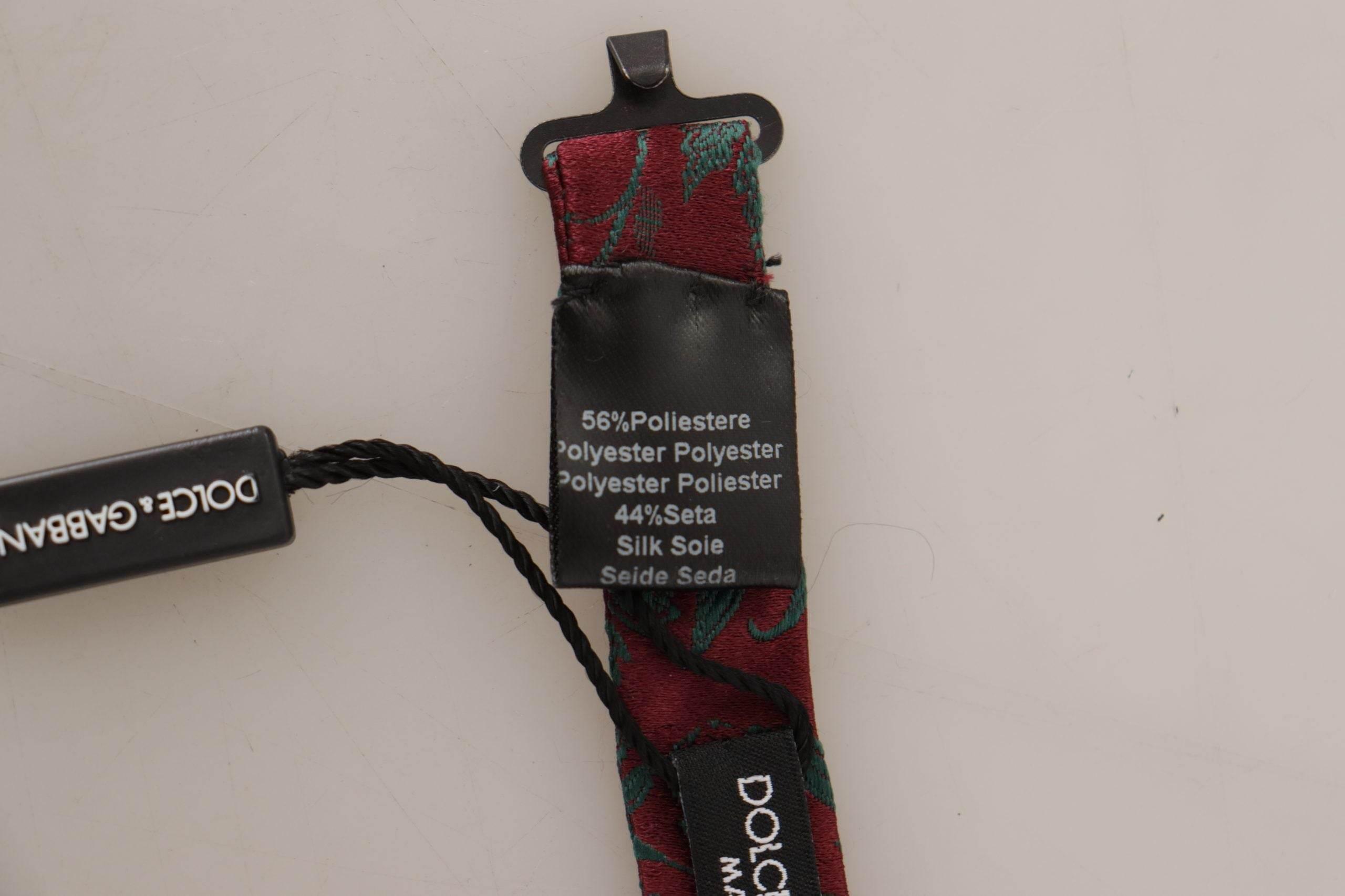 Dolce & Gabbana Maroon Pattern Adjustable Neck Papillon Bow Tie - Hilstor