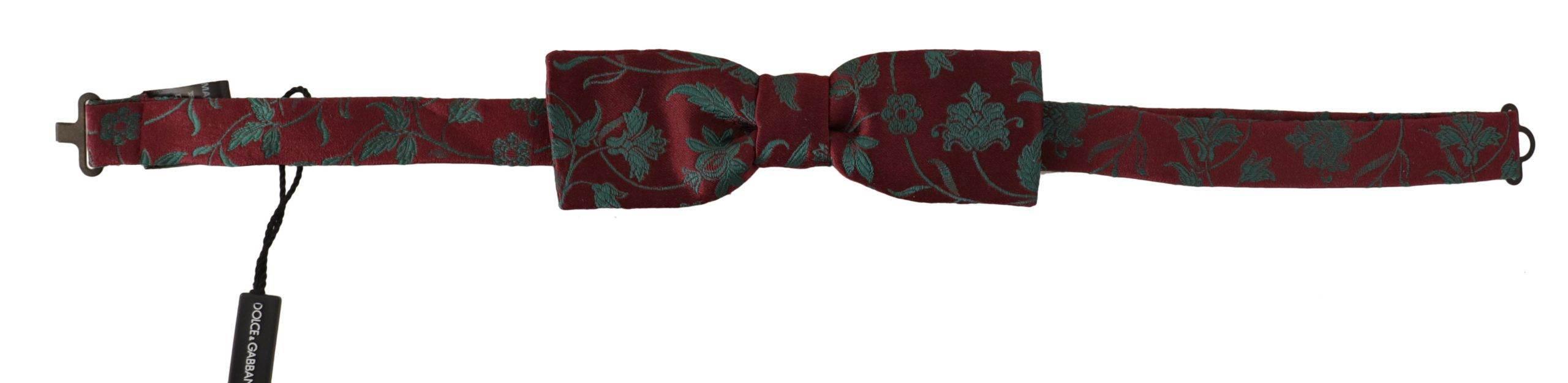 Dolce & Gabbana Maroon Pattern Adjustable Neck Papillon Bow Tie - Hilstor
