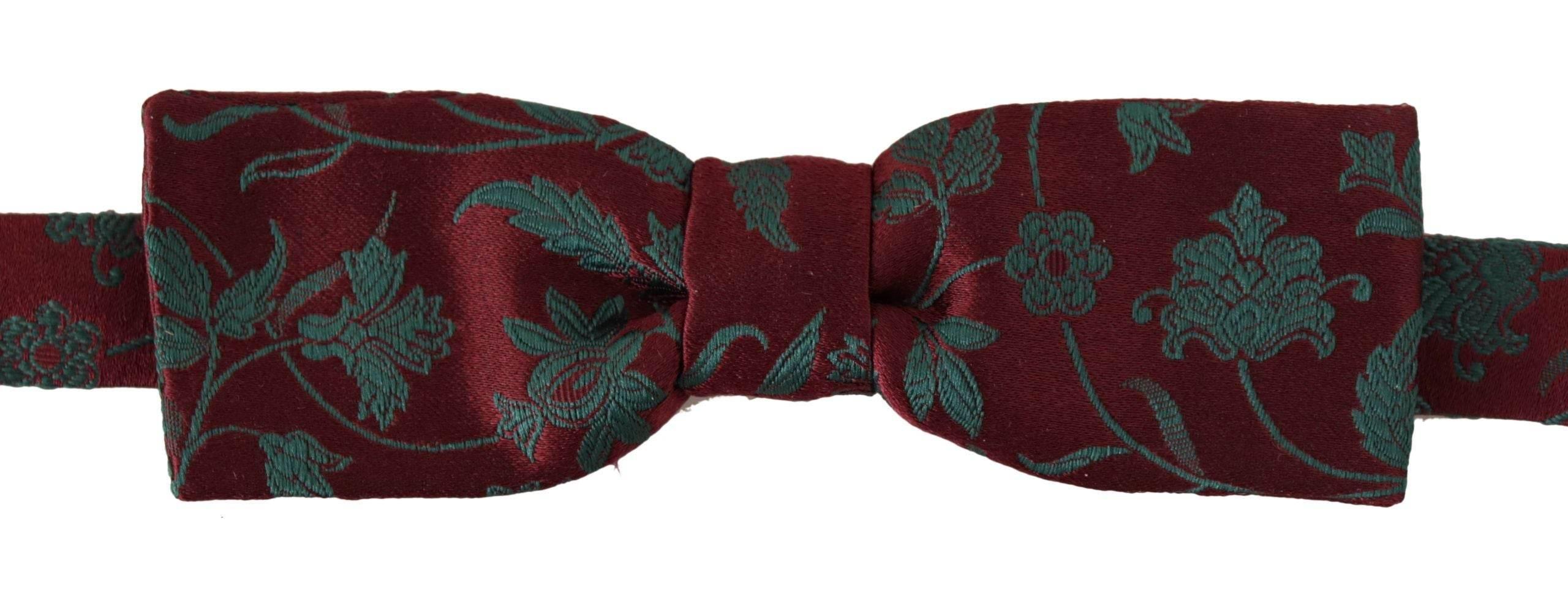 Dolce & Gabbana Maroon Pattern Adjustable Neck Papillon Bow Tie - Hilstor