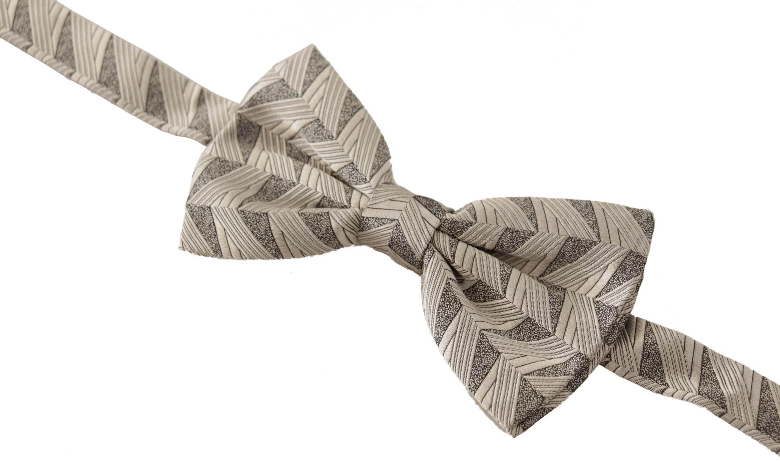 Dolce & Gabbana Gray 100% Silk Adjustable Neck Papillon Bow Tie - Hilstor