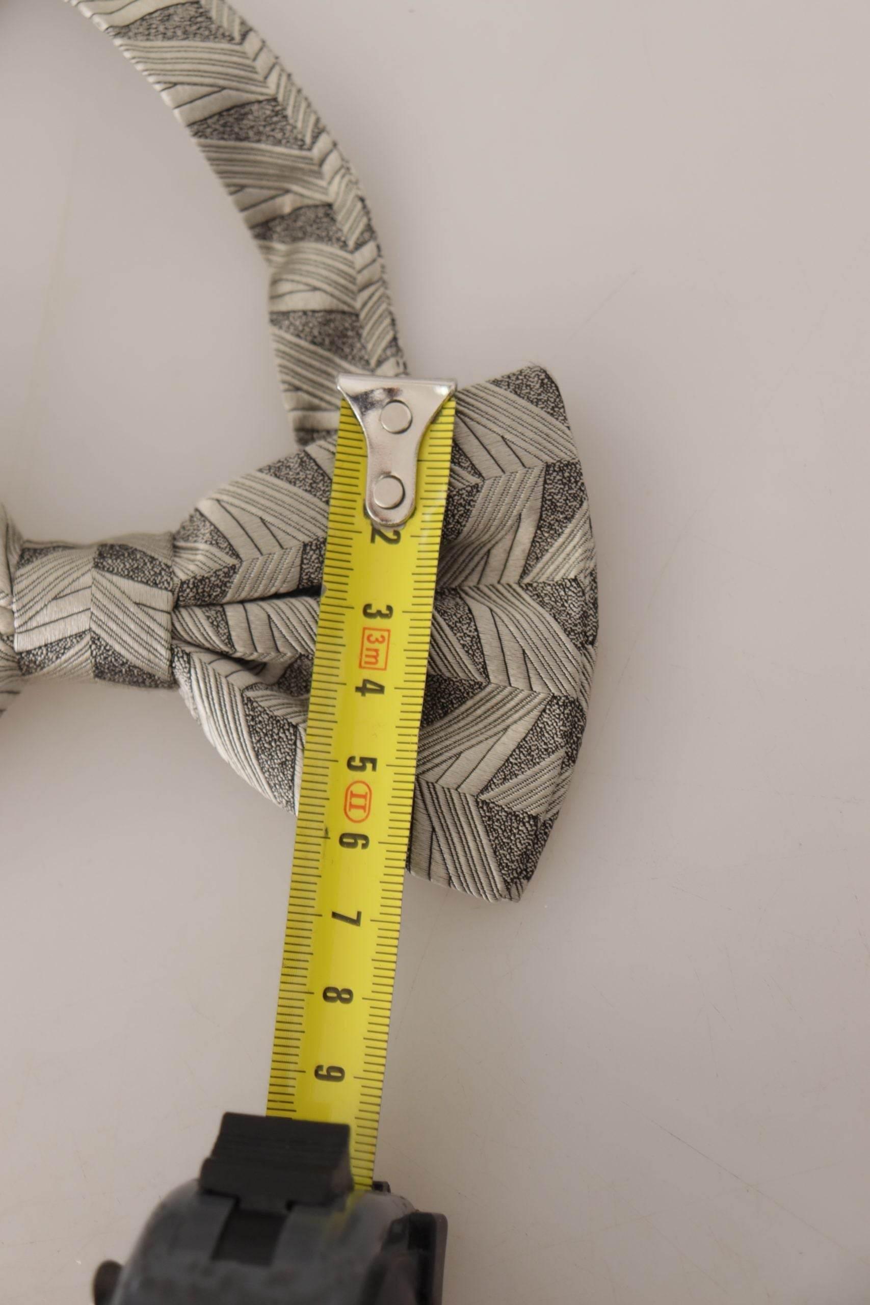 Dolce & Gabbana Gray 100% Silk Adjustable Neck Papillon Bow Tie - Hilstor
