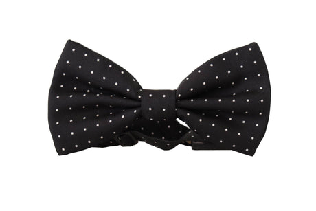 Dolce & Gabbana Black White Polka Dot 100% Silk Neck Papillon Tie - Hilstor