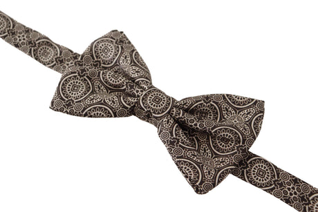 Dolce & Gabbana Black white 100% Silk Adjustable Neck Papillon Tie - Hilstor