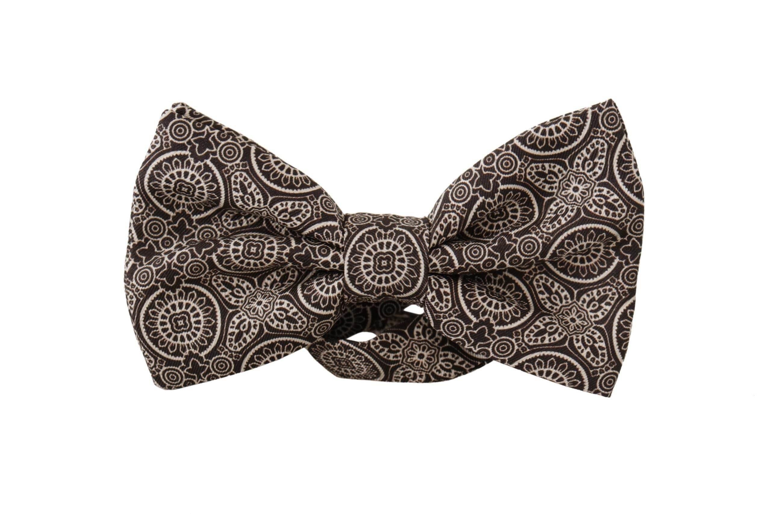 Dolce & Gabbana Black white 100% Silk Adjustable Neck Papillon Tie - Hilstor