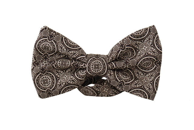 Dolce & Gabbana Black white 100% Silk Adjustable Neck Papillon Tie - Hilstor