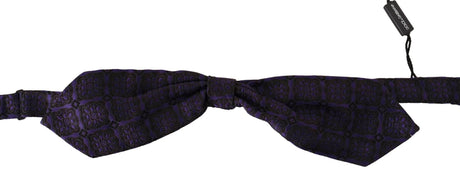 Dolce & Gabbana Blue Geometric Silk Adjustable Neck Papillon Tie - Hilstor